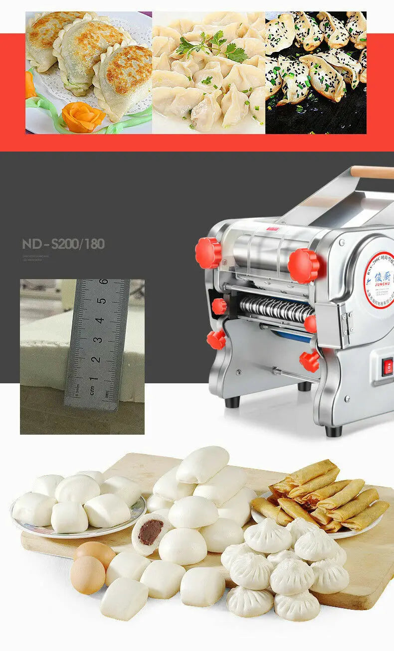 550W Electric Pasta & Noodle Maker — Stainless Steel Dual Knife Dumpling Skin Roller