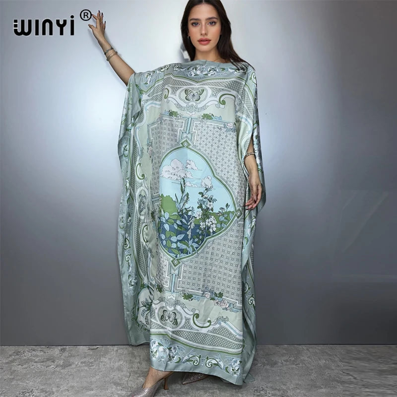 Batwing Maxi Printed Loose Dress — Fashion Design Elegant Party Summer Dress