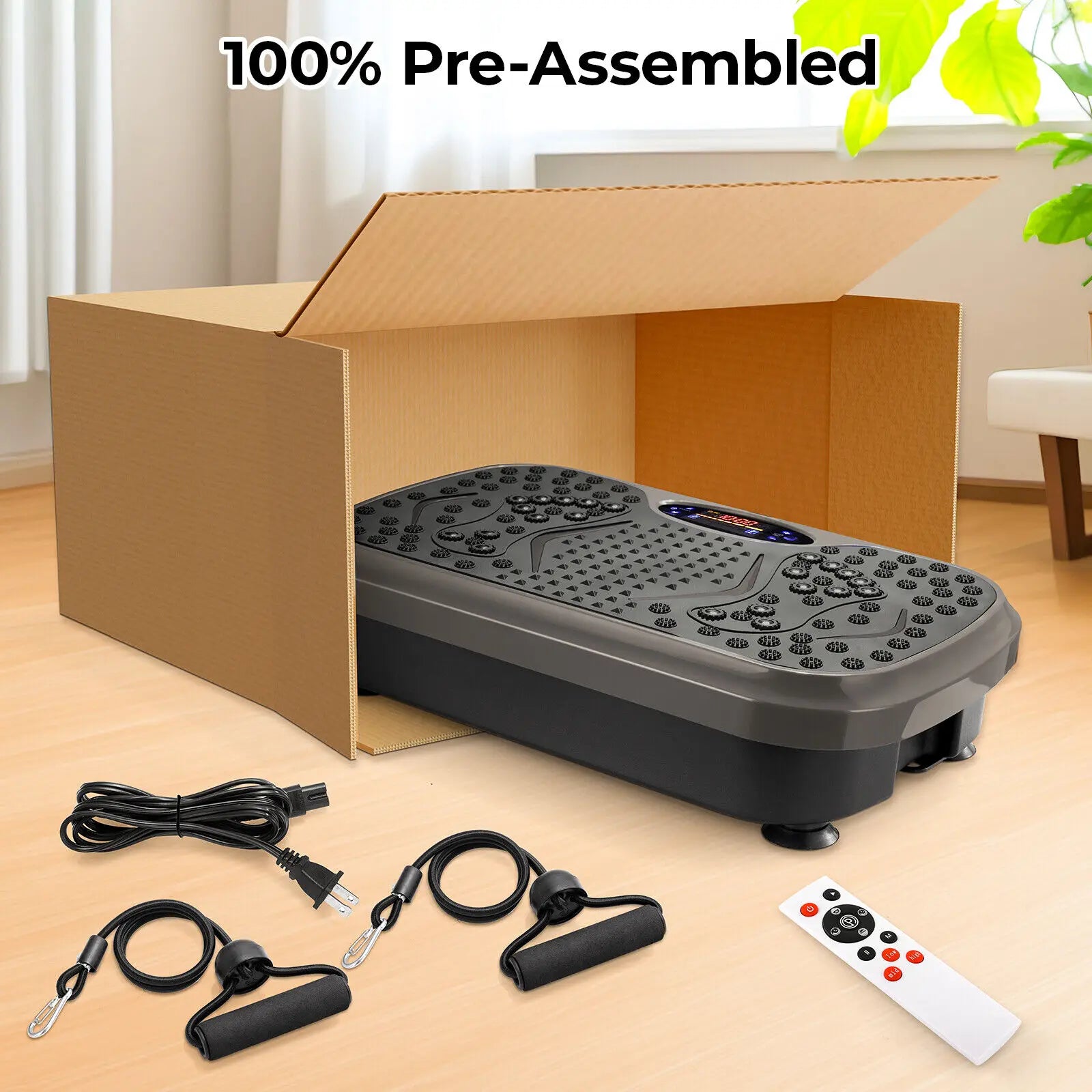 Vibration Plate Exercise Machine – Whole Body Workout Platform with Loop Bands for Home Training
