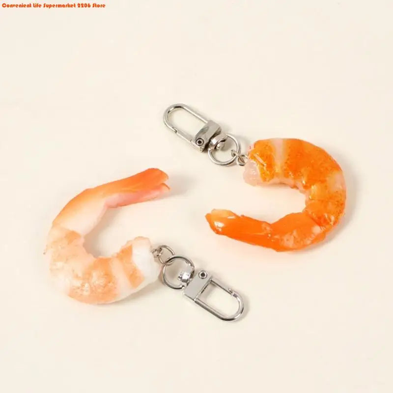 Funny Imitation Shrimp Keychain – Creative PVC Bag Pendant Key Ring for Women