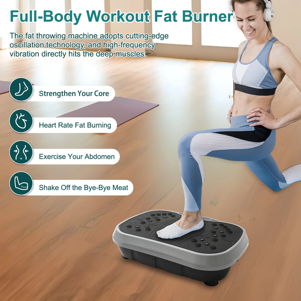 Vibration Plate Exercise Machine — 200W Full-Body Platform with 99 Speed Levels, Resistance Bands & Remote