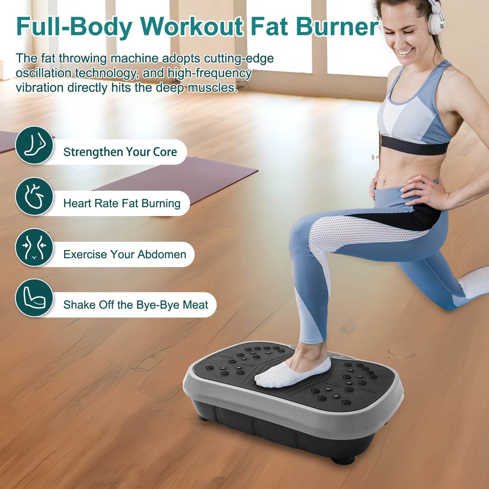 Vibration Plate Exercise Machine — 200W Full-Body Platform with 99 Speed Levels, Resistance Bands & Remote