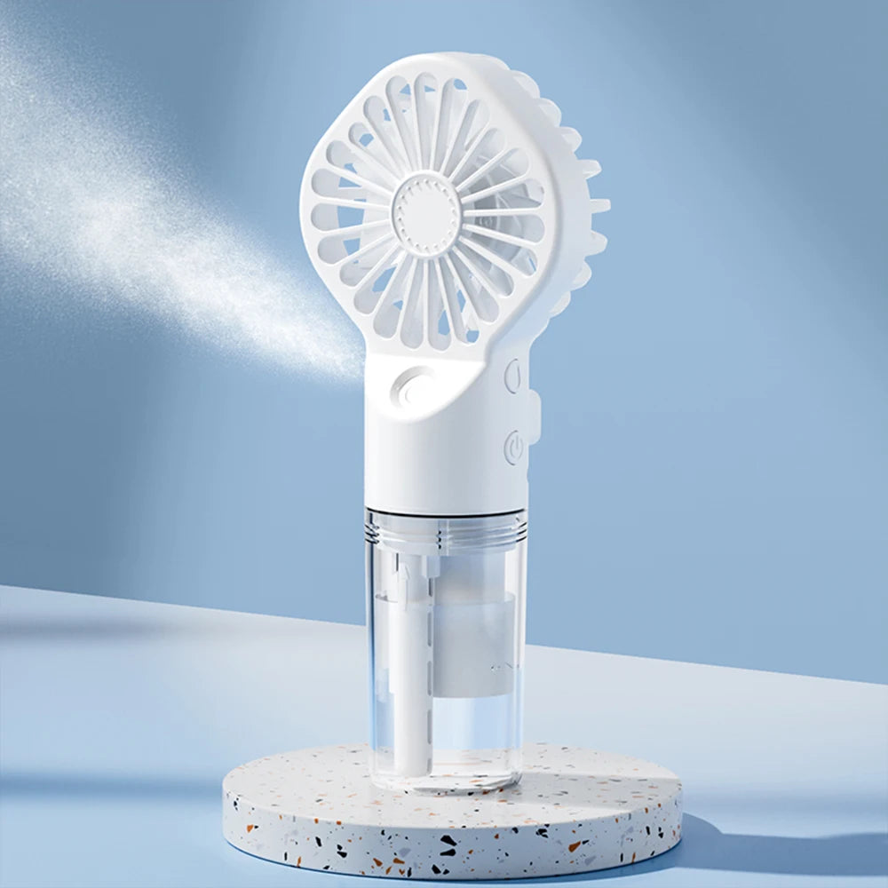 Portable Handheld Mist Fan with Humidifier — USB Rechargeable Mini Water Spray Fan