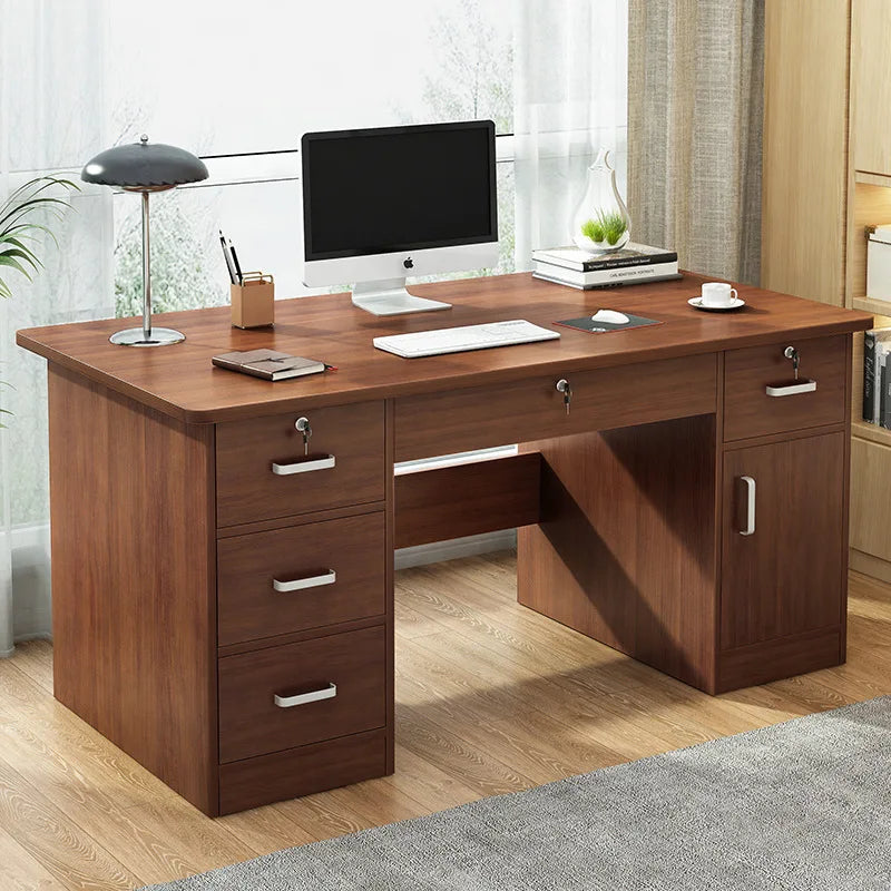 Modern Minimalist Writing & Computer Desk — Durable Wood Office Desk in Oak & Dark Walnut