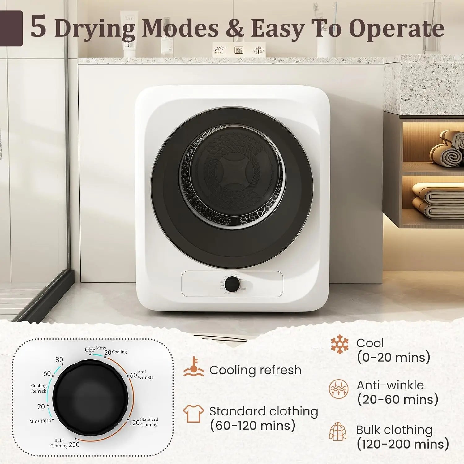 Portable Washer and Dryer Combo | 28 Lbs Twin Tub, 1.5 Cu.Ft Compact Dryer, 5 Drying Modes, Apartment, Dorm & RV