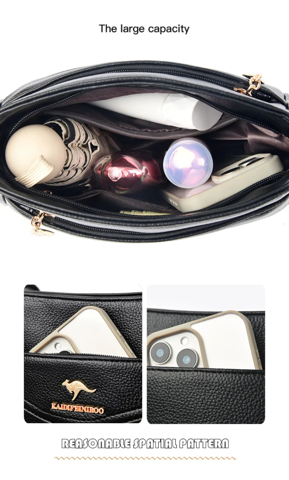 VANDERWAH Luxury PU Flap Shoulder Bag – Letter & Sequin Designer Crossbody Handbag for Women
