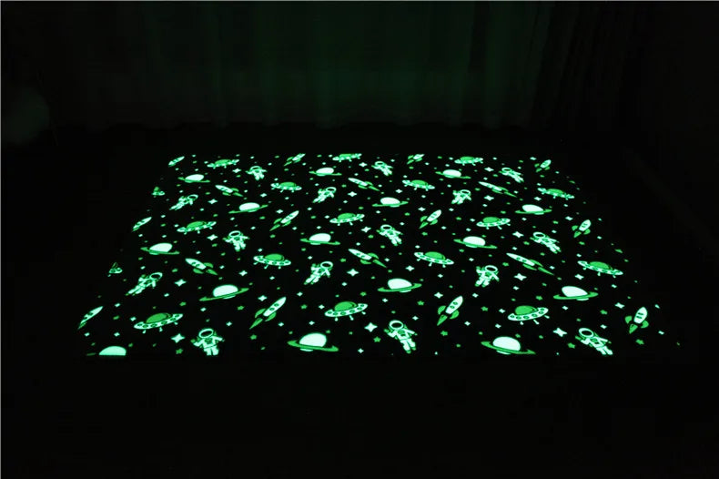 Rainbow Unicorn Glow in the Dark Area Rug – Large Kids Room Carpet with Stars