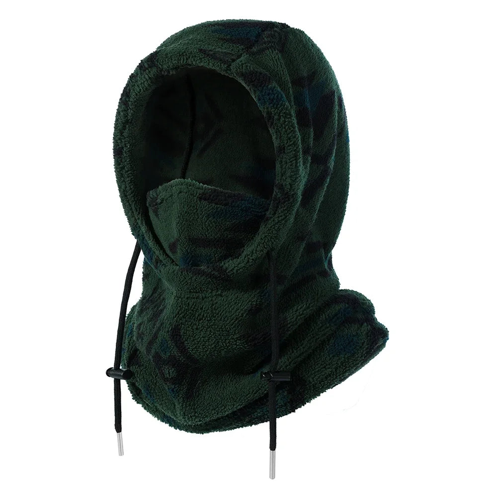 Fleece Balaclava Hood with Drawstring and Neck Warmer