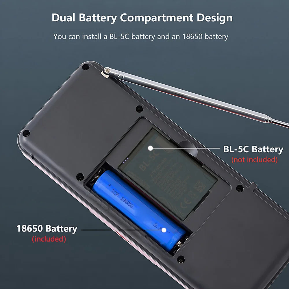 Portable Rechargeable FM Radio — Compact Digital Tuner with Built-In Speaker