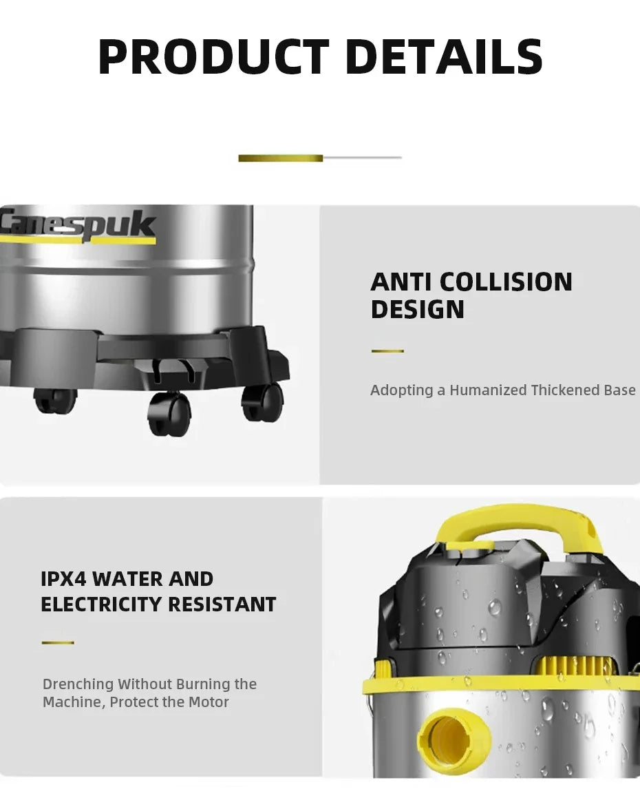 25L / 40L Wet & Dry 3-in-1 Vacuum Cleaner — High Power Commercial & Industrial Shop Vac for Car, Hotel & Home