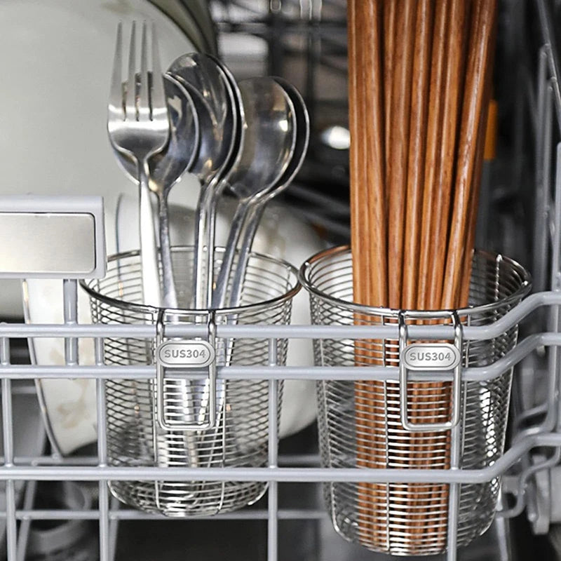 304 Stainless Steel Chopstick Holder & Tableware Drainer Basket – Wall-Hanging Kitchen Utensil Organizer
