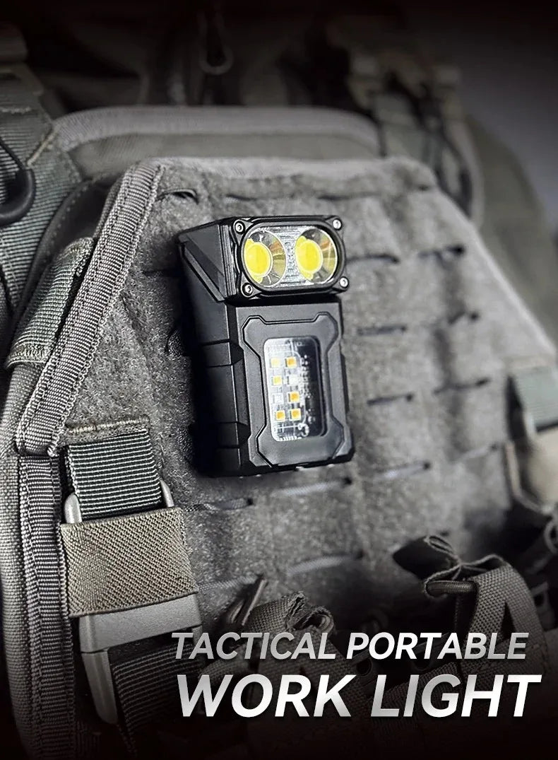Tactical EDC Work Light – 1200 Lumen, 8-Speed COB+LED, Type-C, Tail Magnet, Pen Clip, MOLLE Compatible