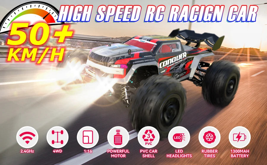 1:16 Scale 4WD High Speed RC Car – 80KM/H Brushless Off-Road Racing Drift Buggy