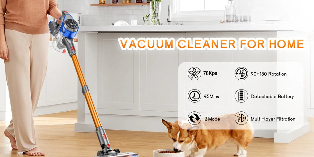 Honki 78KPA Cordless Vacuum Cleaner — LED High Power Wet & Dry Handheld for Pet Hair & Carpet