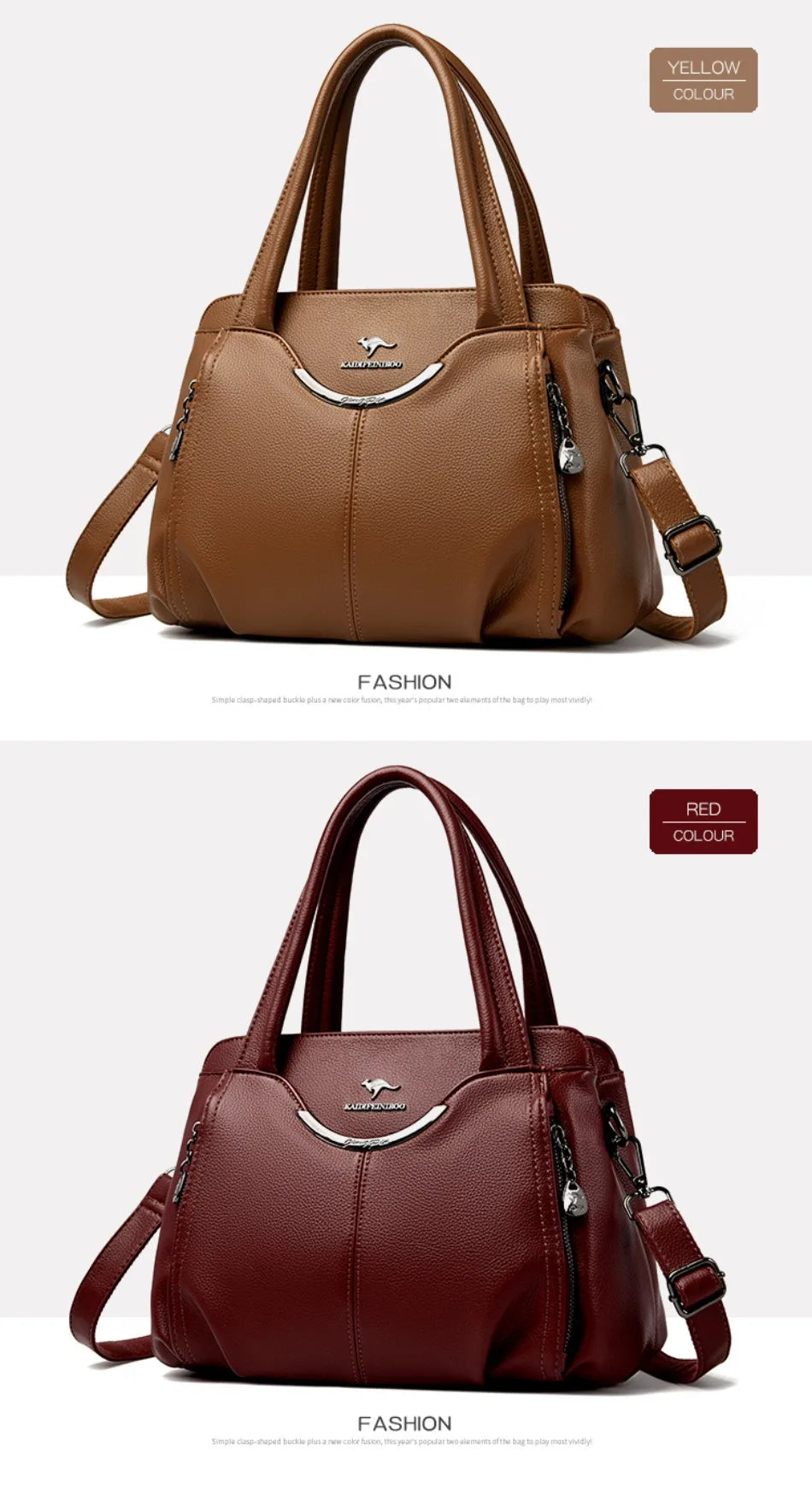 Genuine Leather Luxury Tote Crossbody Shoulder Bag – Large Casual Handbag for Women