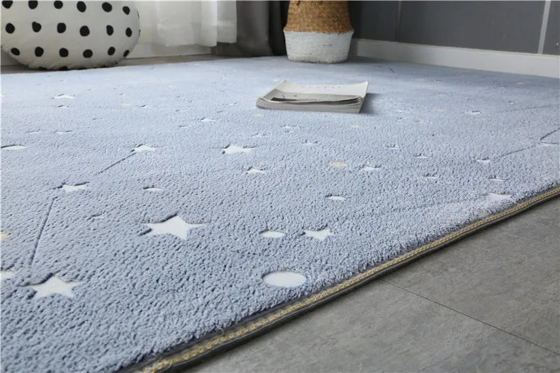 Rainbow Unicorn Glow in the Dark Area Rug – Large Kids Room Carpet with Stars