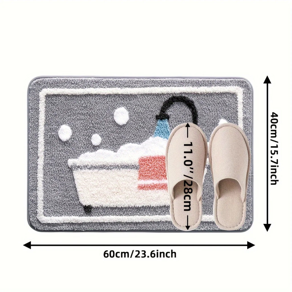 Non-Slip Knit Bath Rug – Water Absorbent Machine Washable Polyester Bath Mat