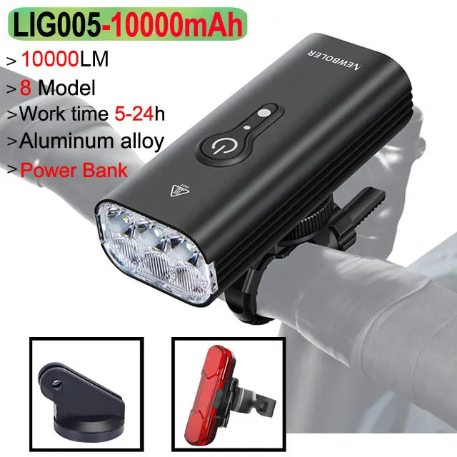 NEWBOLER 10000mAh Smart Bicycle Light – 10000LM Waterproof USB Rechargeable MTB Road Cycling Lamp