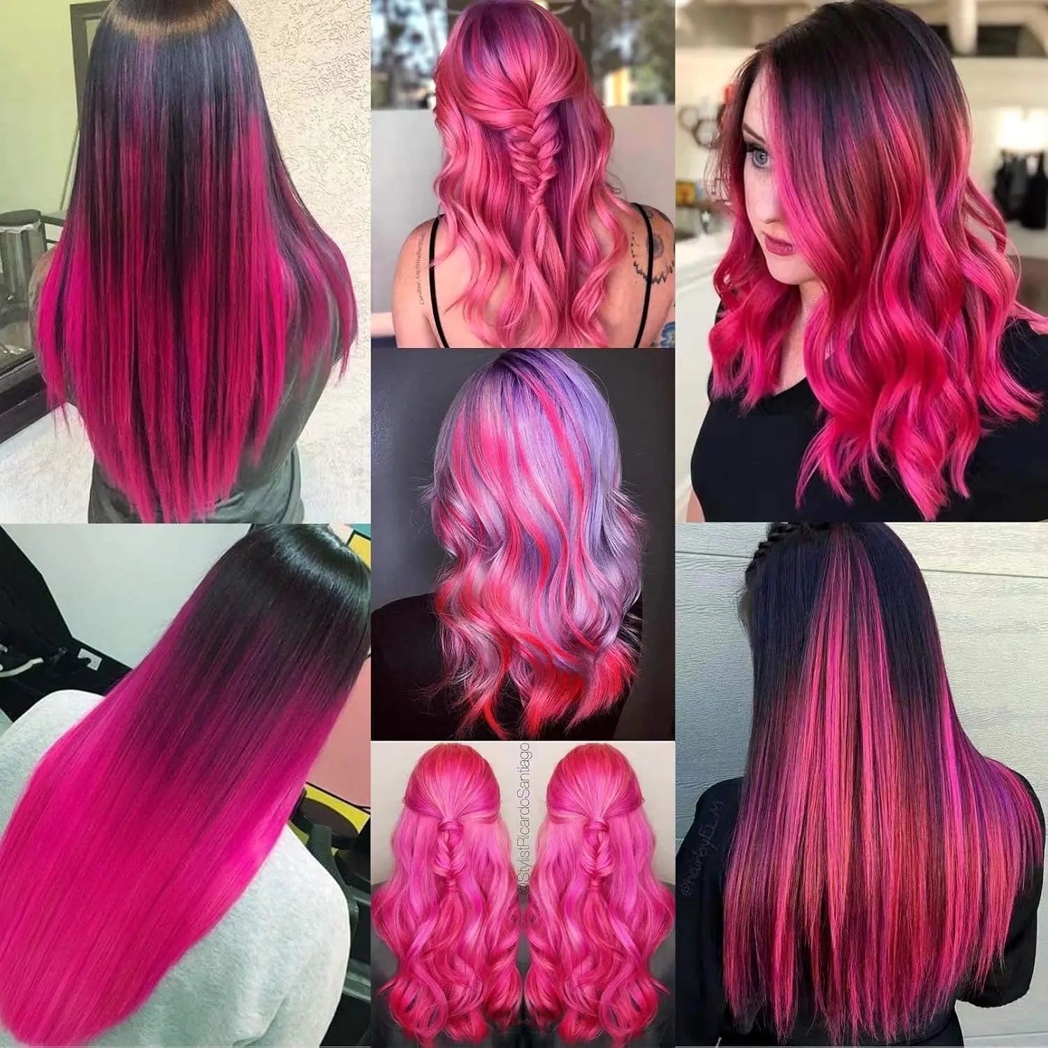 Synthetic 10PC Colored Clip-In Hair Extensions — Kinky Straight, High Temp Fiber, 70g Set