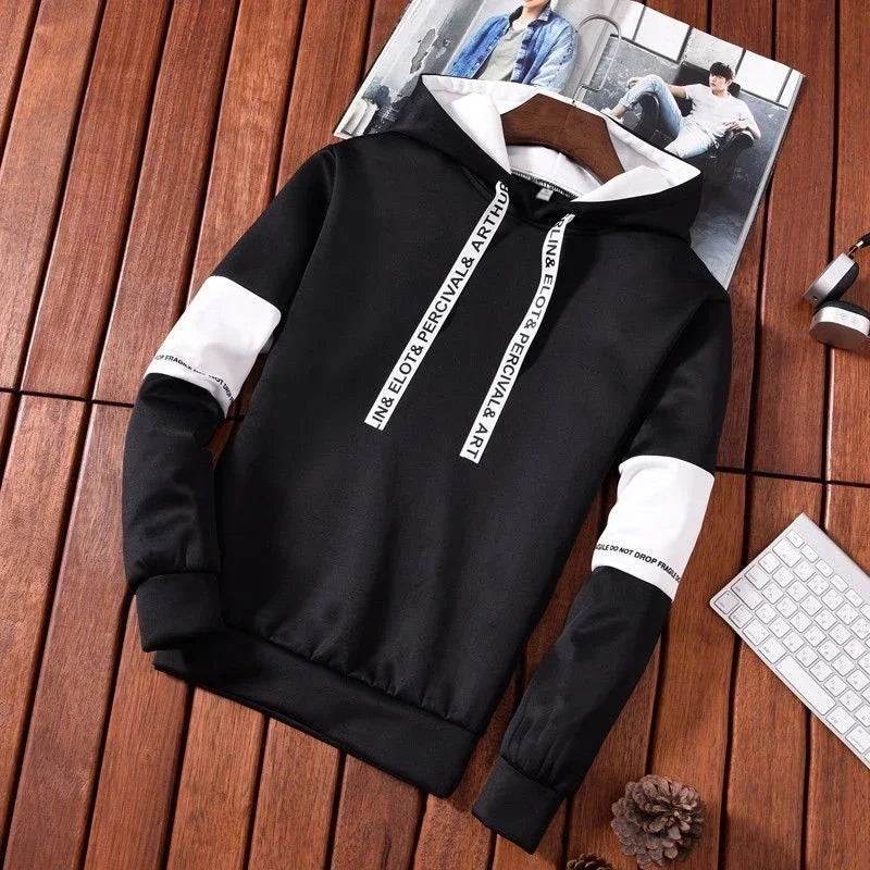 Men's Letter Print Hooded Sweatshirt — Hip Hop Pullover Sports Hoodie