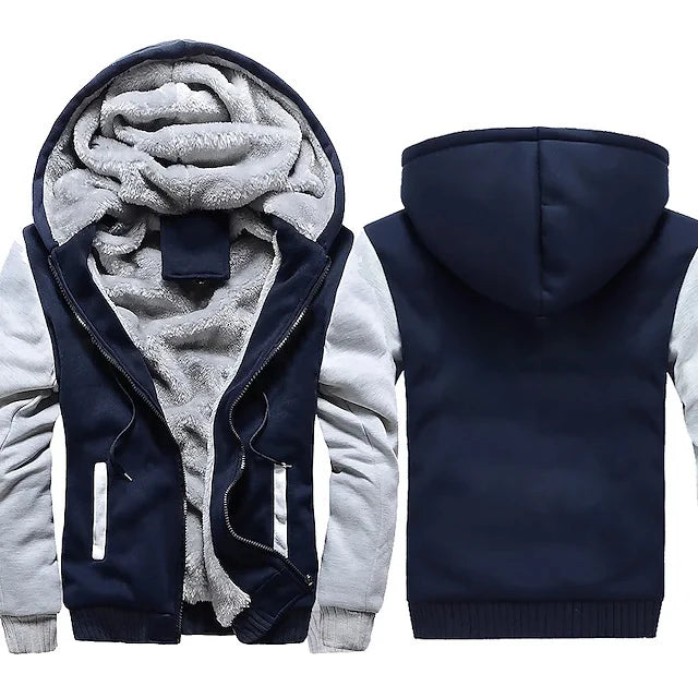 Men's Camouflage Fleece Hooded Zip Jacket – Thick Streetwear Coat for Autumn & Winter