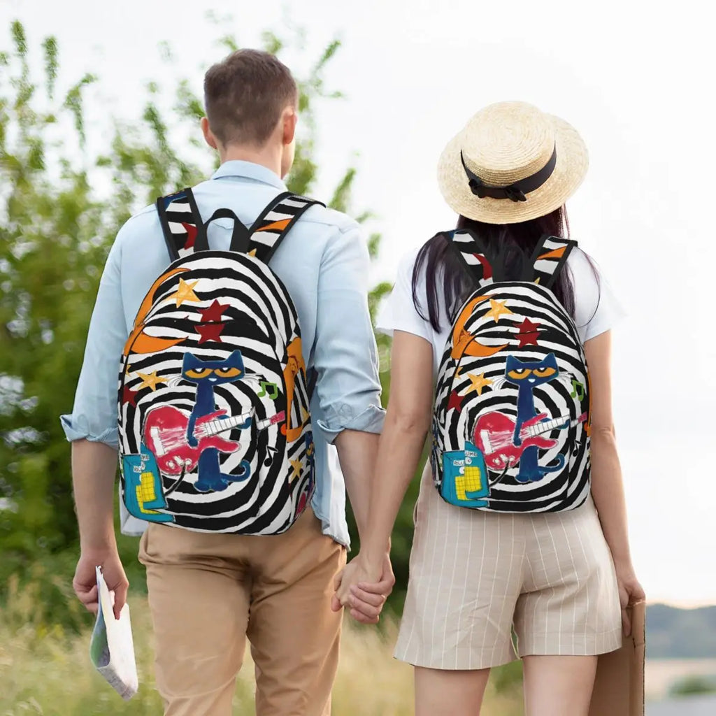 Pete the Cat Canvas Backpack – Cartoon Laptop Daypack for School & Travel