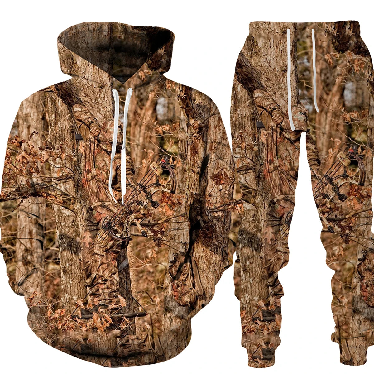 Men's Camouflage Animal 3D Print Hoodie & Pants Tracksuit – Unisex 2-Piece Set