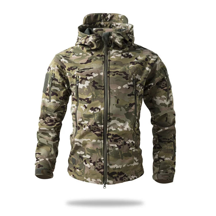 Men's Soft Shell Tactical Fleece Hooded Jacket