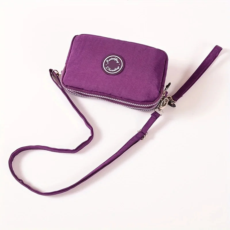 Fashion ladies crossbody bag  large capacity single shoulder bag with three zippers  phone and loose change storage bag