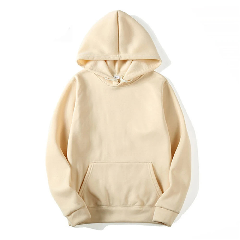 Unisex Oversized Pullover Hoodie Sweatshirt – Solid Color Casual Fleece for Men & Women