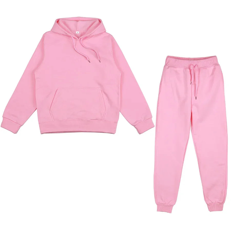 Men's Solid Color Hoodie & Pants Set – Casual Sport Tracksuit for Autumn Winter (S–3XL)