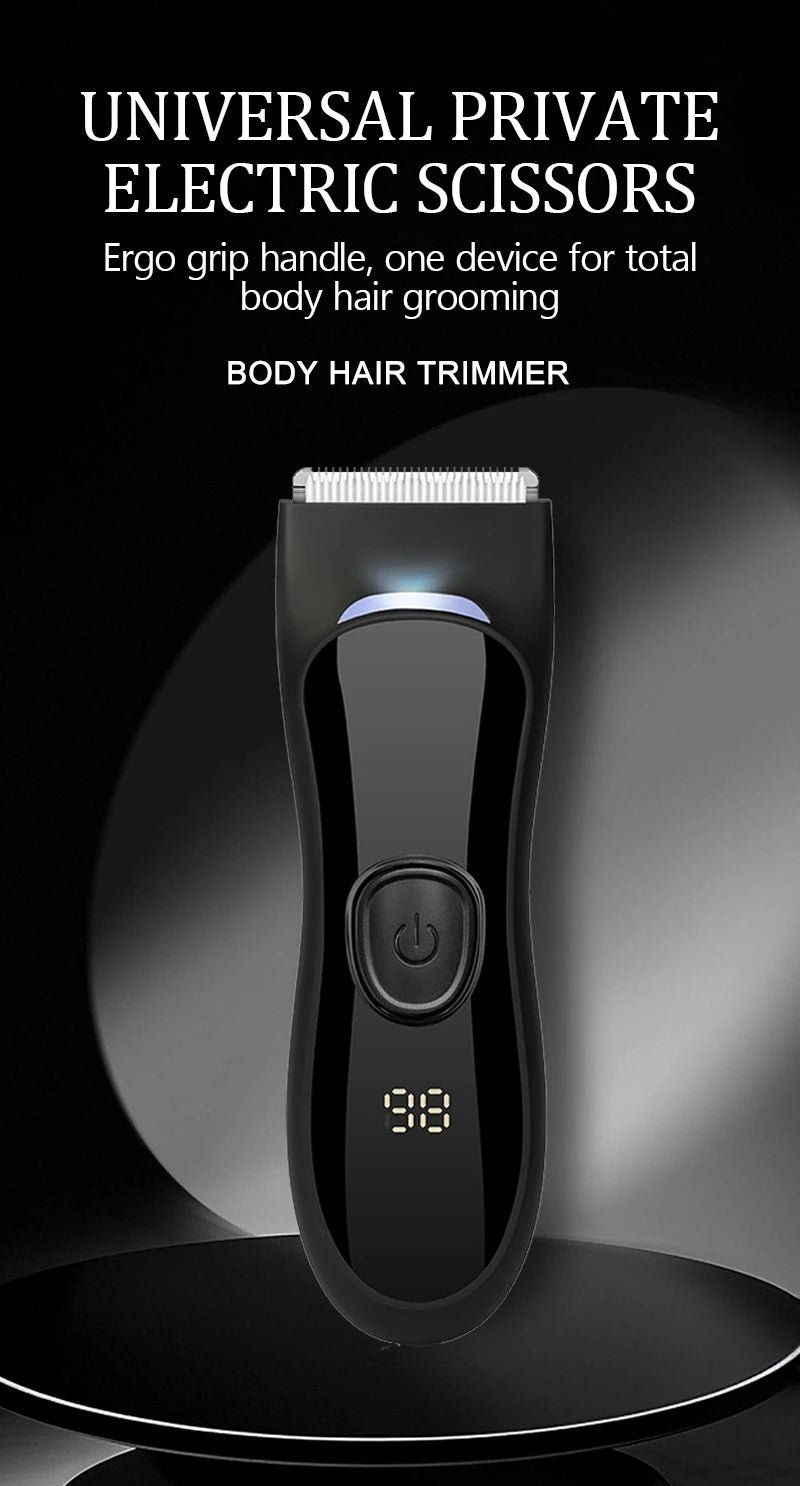 Men's IPX7 Waterproof Body & Beard Trimmer – LED Display, 4 Length Guards, USB Rechargeable