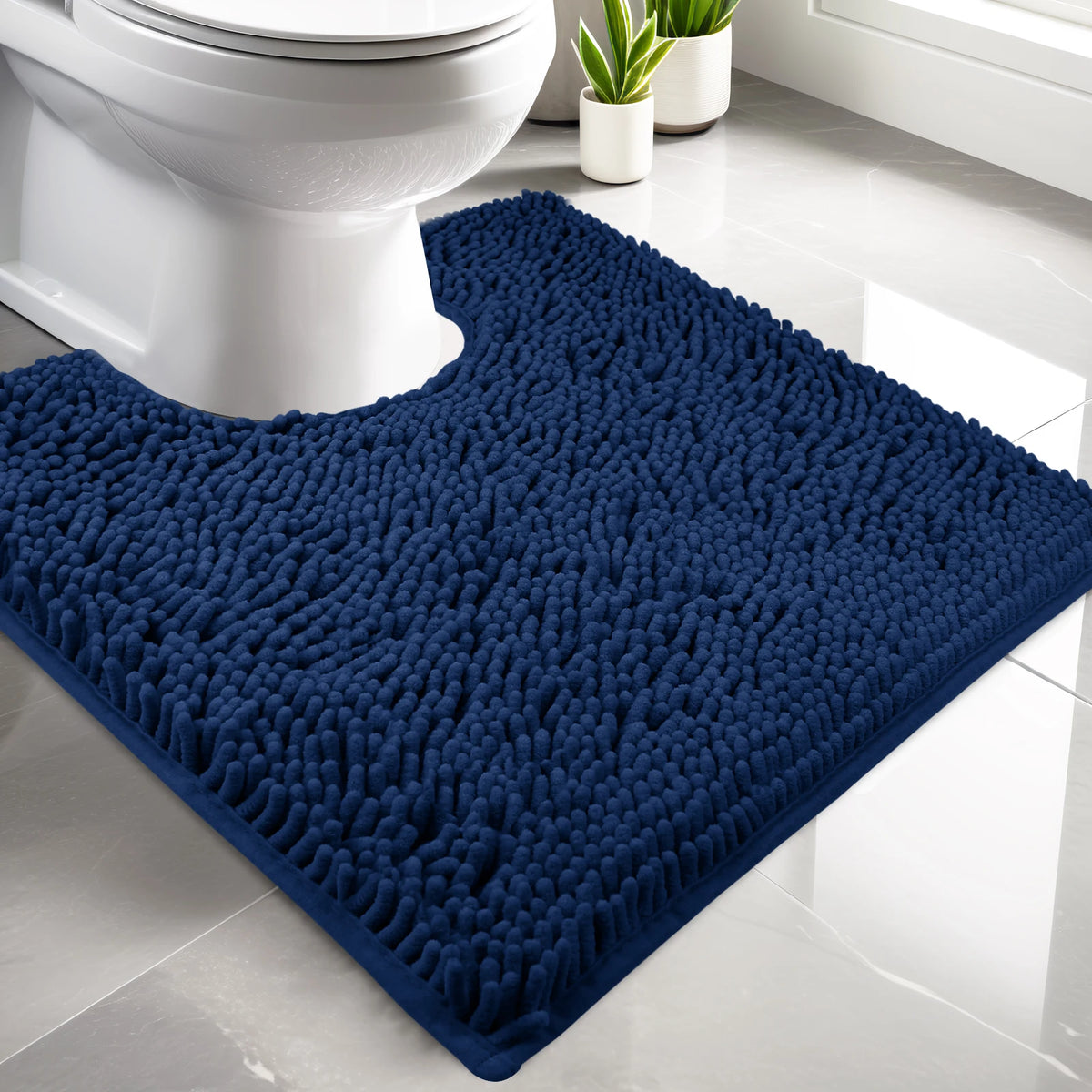 Luxury Chenille U-Shaped Toilet Rug – Soft Absorbent Non-Slip Contour Bath Mat