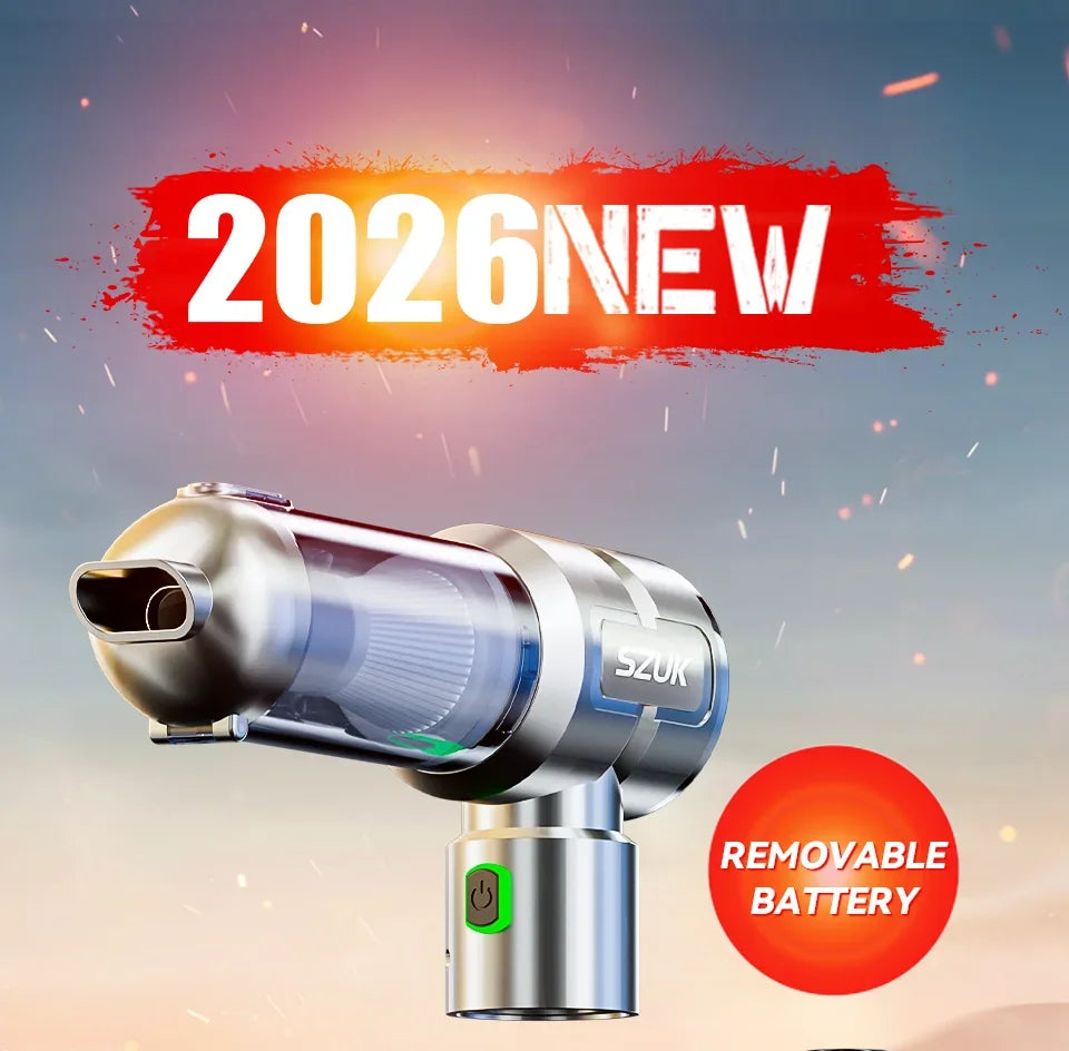 Cordless Car Vacuum & Blower – Detachable Battery & LED