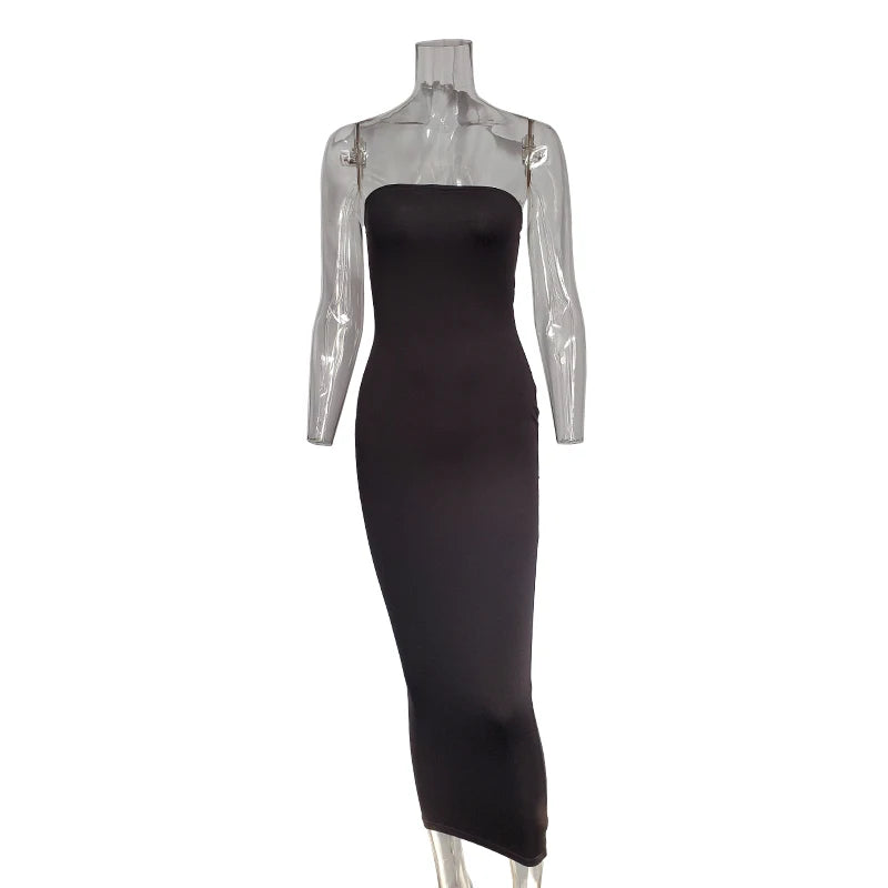 Women's Sexy Sleeveless Chest Wrap Long Beach Dress – Strapless Maxi Dress