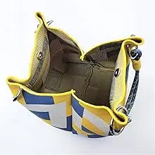 Mini Knitted Geometric Colorblock Bucket Bag – Detachable Handle Wristlet Purse for Women