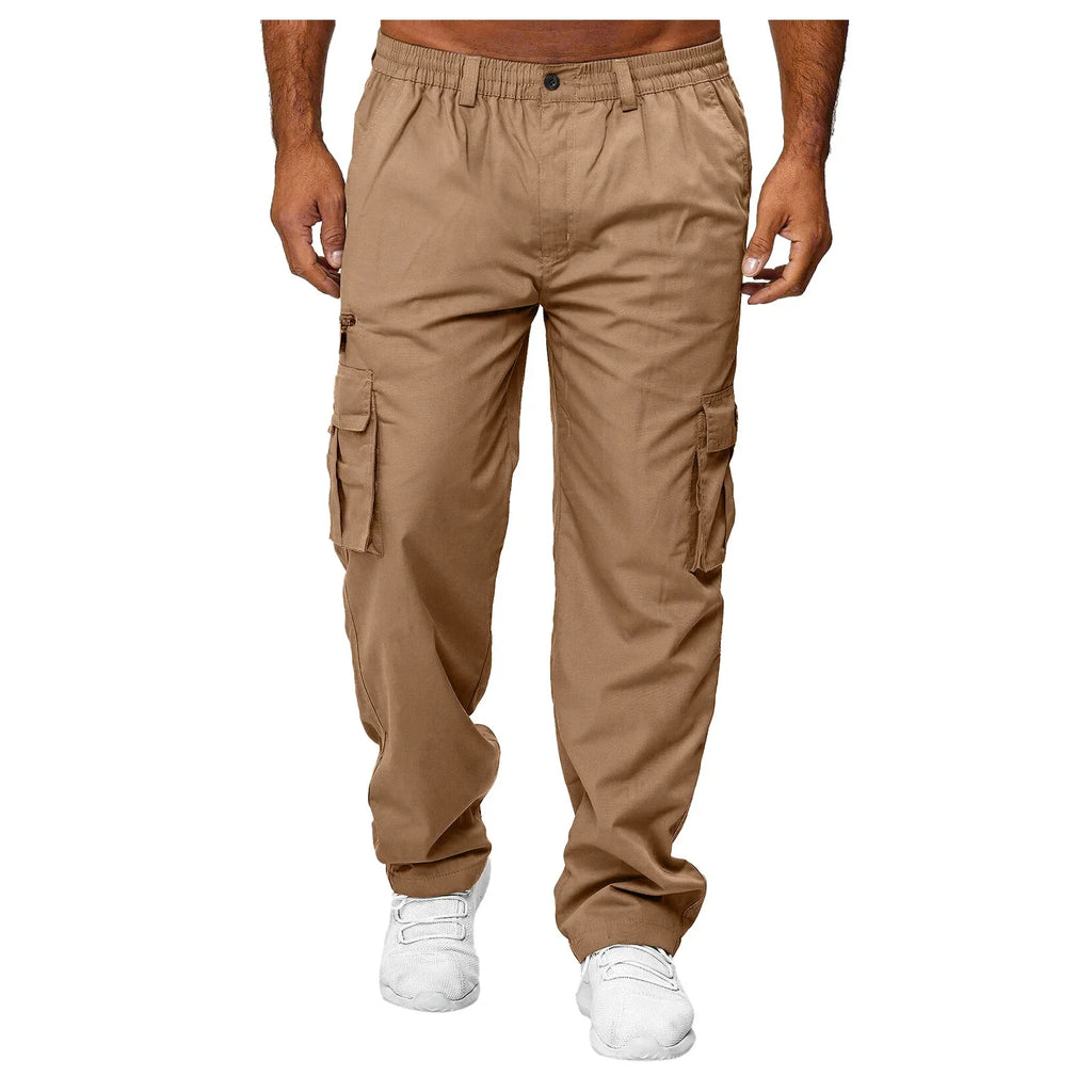 Men's Multi-Flap Pocket Straight Pants — Utility Casual Trousers