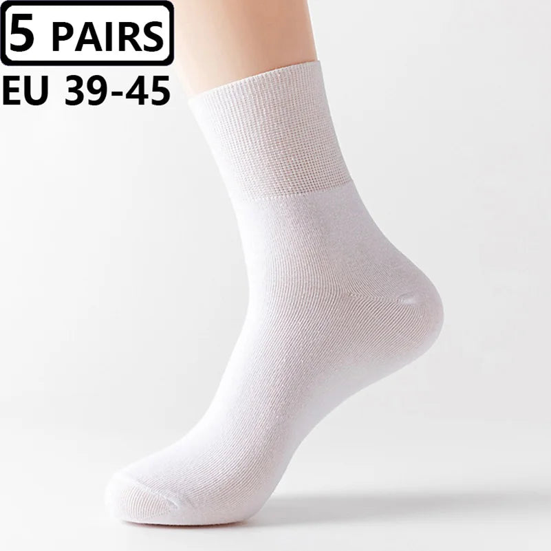 Plus Size Diabetic Loose Mouth Socks Size 48–50 – 5 Pairs Non-Binding Varicose Vein Socks for Older Men & Diabetes Patients