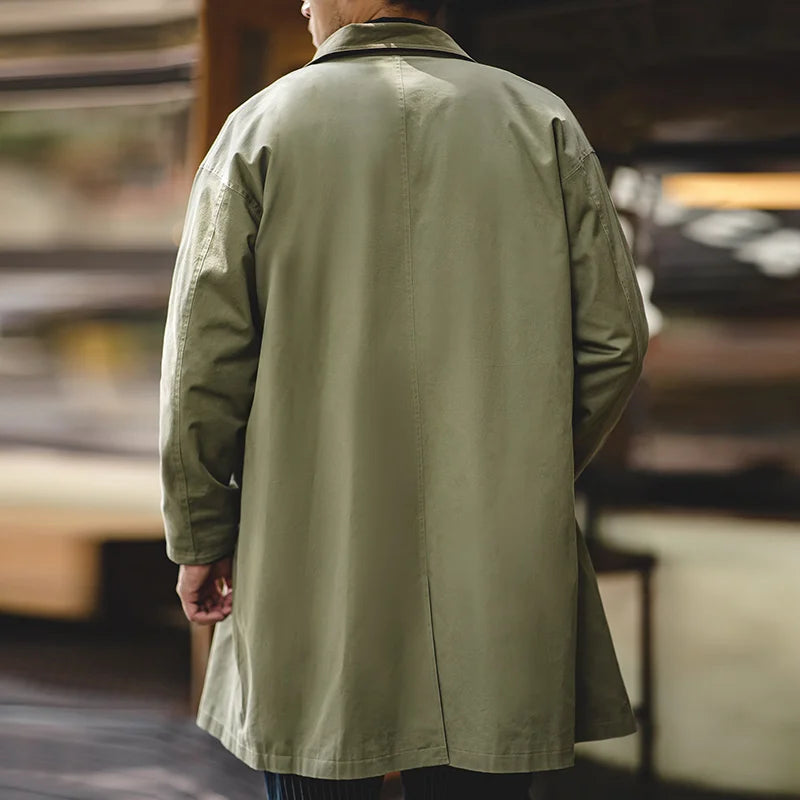 Men's Workwear Trench Coat – Loose Fit Cotton Chore Jacket