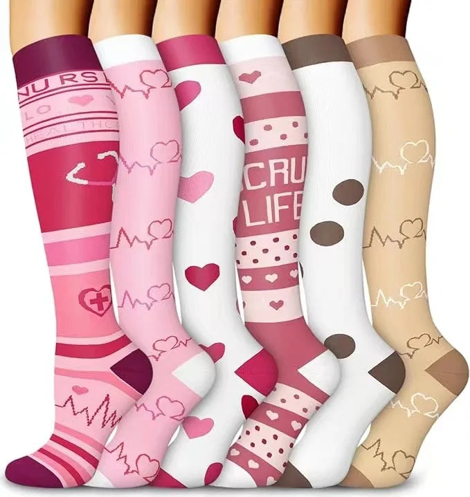 Knee High Compression Stockings 20-30mmHg – 6 Pairs Sports, Medical, Varicose Veins, Pregnancy, Edema & Diabetes