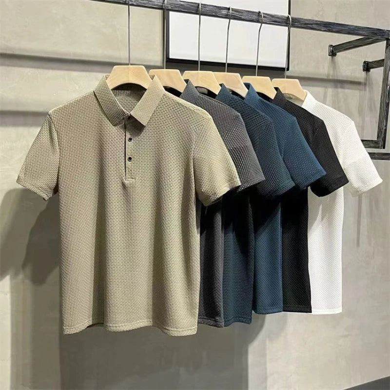 Men's Ice Silk Breathable Polo Shirt — Business Casual Short Sleeve Summer Top