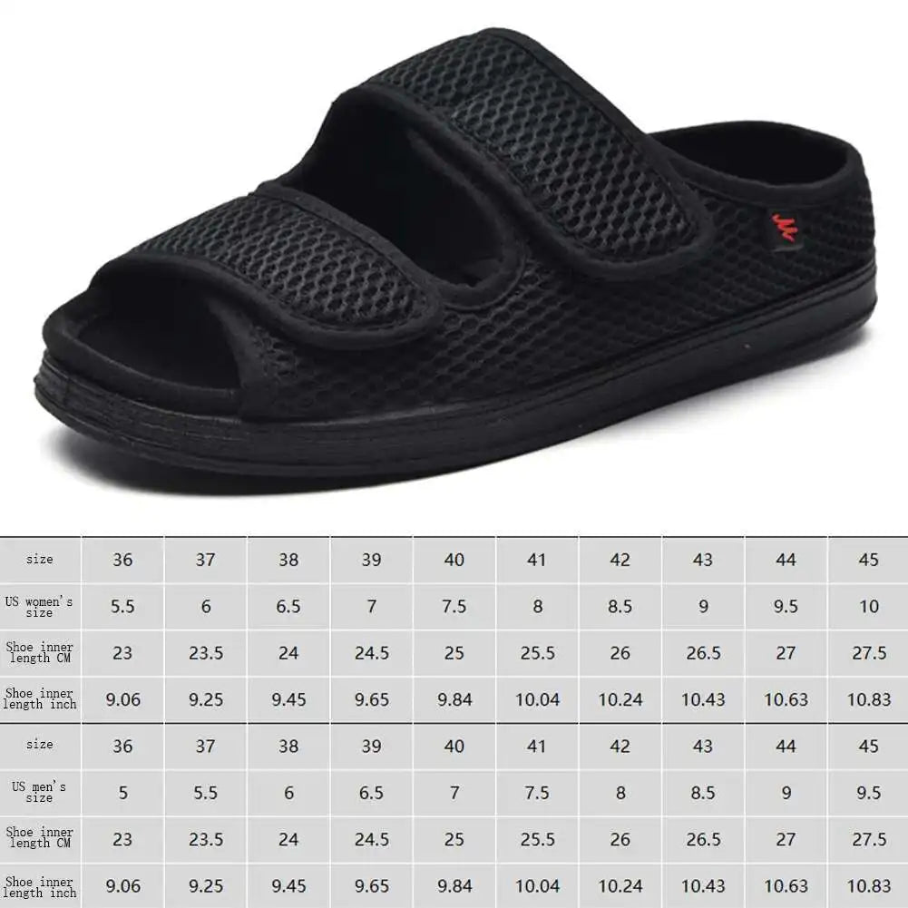 Men's & Women's Extra Wide Diabetic Slippers – Adjustable Indoor & Outdoor Shoes for Swollen Feet