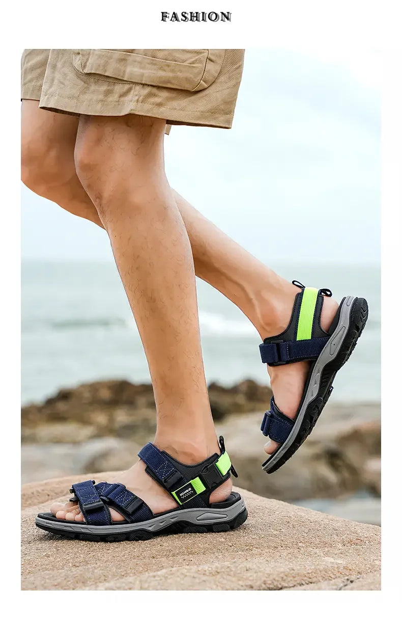 Men's Casual Outdoor Sport Sandals — Adjustable Ankle-Wrap Beach & Hiking Sandals