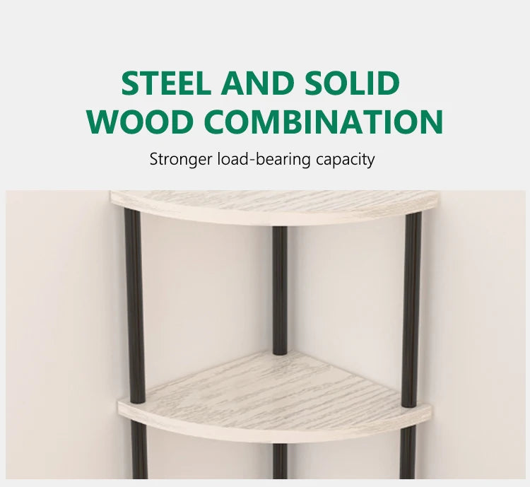 Metal Corner Wall Shelf — 3/4/5/6 Tier Plant Rack, Bookshelf & Living Room Storage