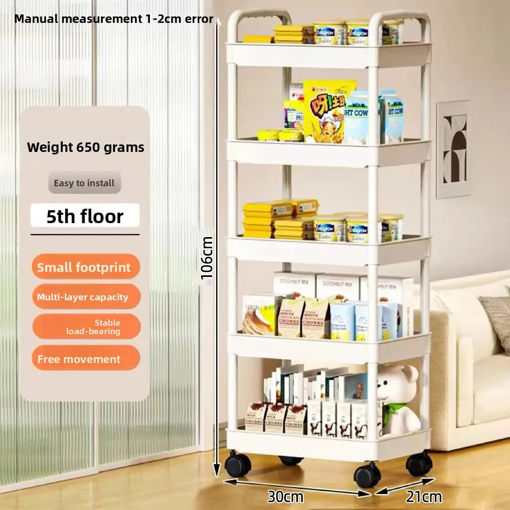 5-Layer Rolling Kitchen Storage Trolley — Mobile Multi-Layer Shelf for Kitchen, Bathroom & Living Room