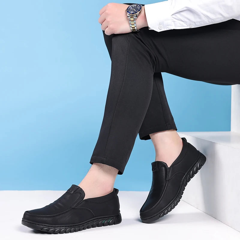 Men's Split Leather Slip-On Loafers