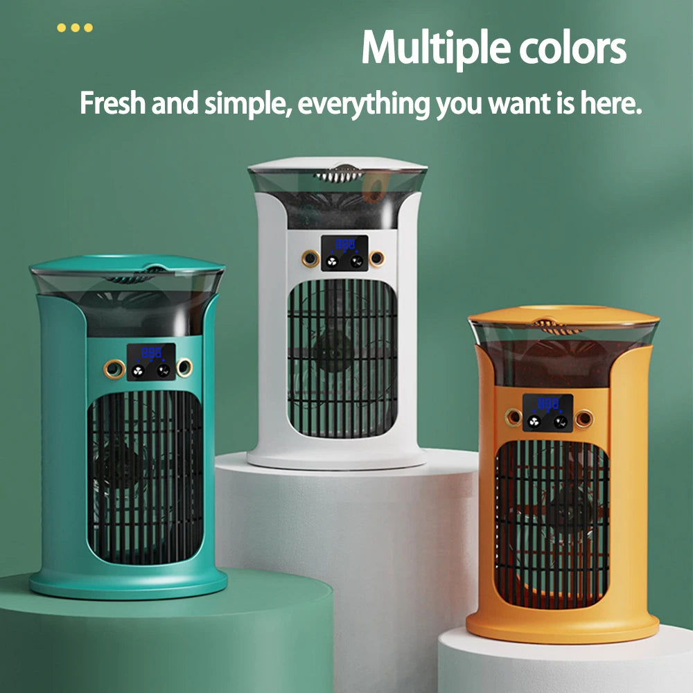 Mute Desktop USB Mini Air Conditioner Fan — Portable Water Mist Cooling Fan with Night Lamp & Humidifier