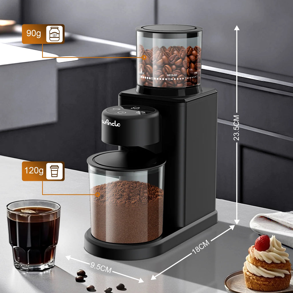 Electric Conical Burr Coffee Grinder – Touchscreen, 25 Grind Settings for Espresso, Drip & French Press