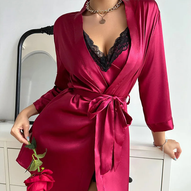 Solid Color Suspender One-Piece Pajama Dress — Sexy Loungewear