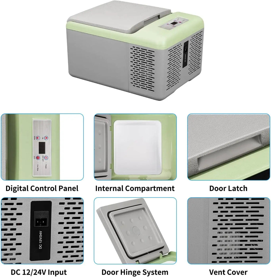 10 Quart Portable Freezer — 12V Car Refrigerator Fast Cooling -20°C to 20°C for Camping, RV, Truck & Boat